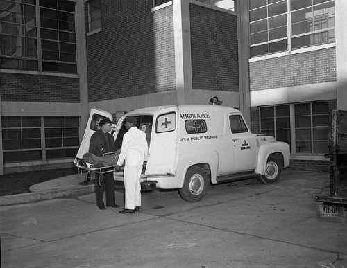 Ambulance at city nursing home (1960) by  Adolph B. Rice Studio (Rice Collection 2647A, Library of Virginia)