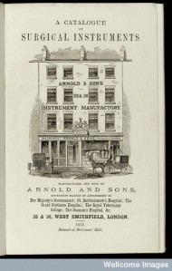 From: A catalogue of surgical instruments manufactured and sold by Arnold and Sons ...  Published: Arnold and Sons35 and 36 West Smithfield, London  1873  